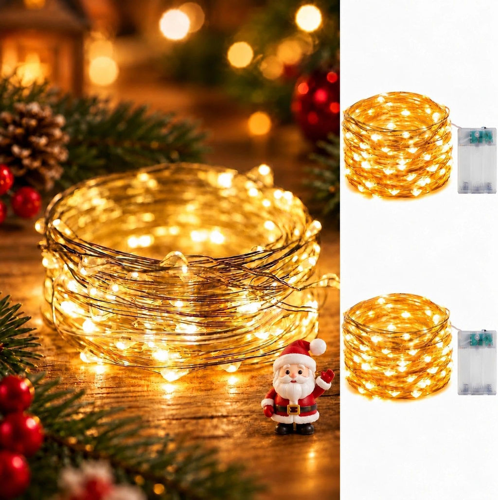 ANJAYLIA Fairy Lights, 10ft 30 LED Mini String Lights Battery Operated Firefly Starry Lights for Wedding, Bedroom, Party, Christmas, Warm White 2 Pack