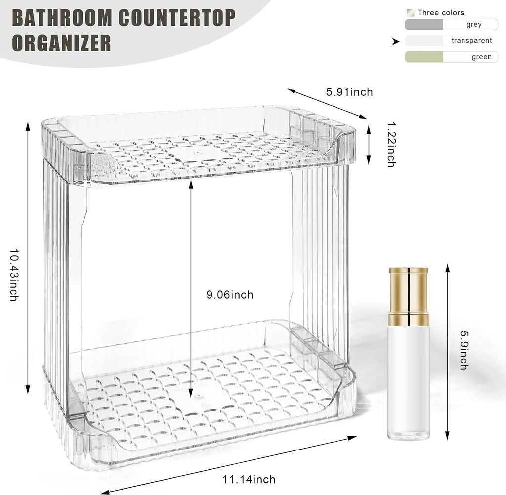 Bathroom Counter Organizer Cosmetics Skincare Organizers-2 Tier-Clear