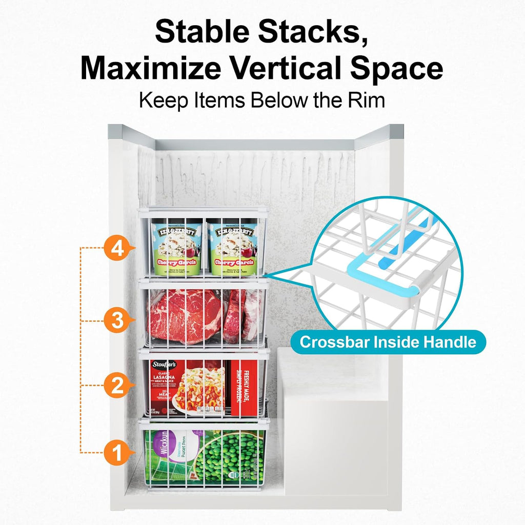 iSPECLE Chest Freezer Organizer - Storage Baskets for 5 Cu.Ft, 4 Pack