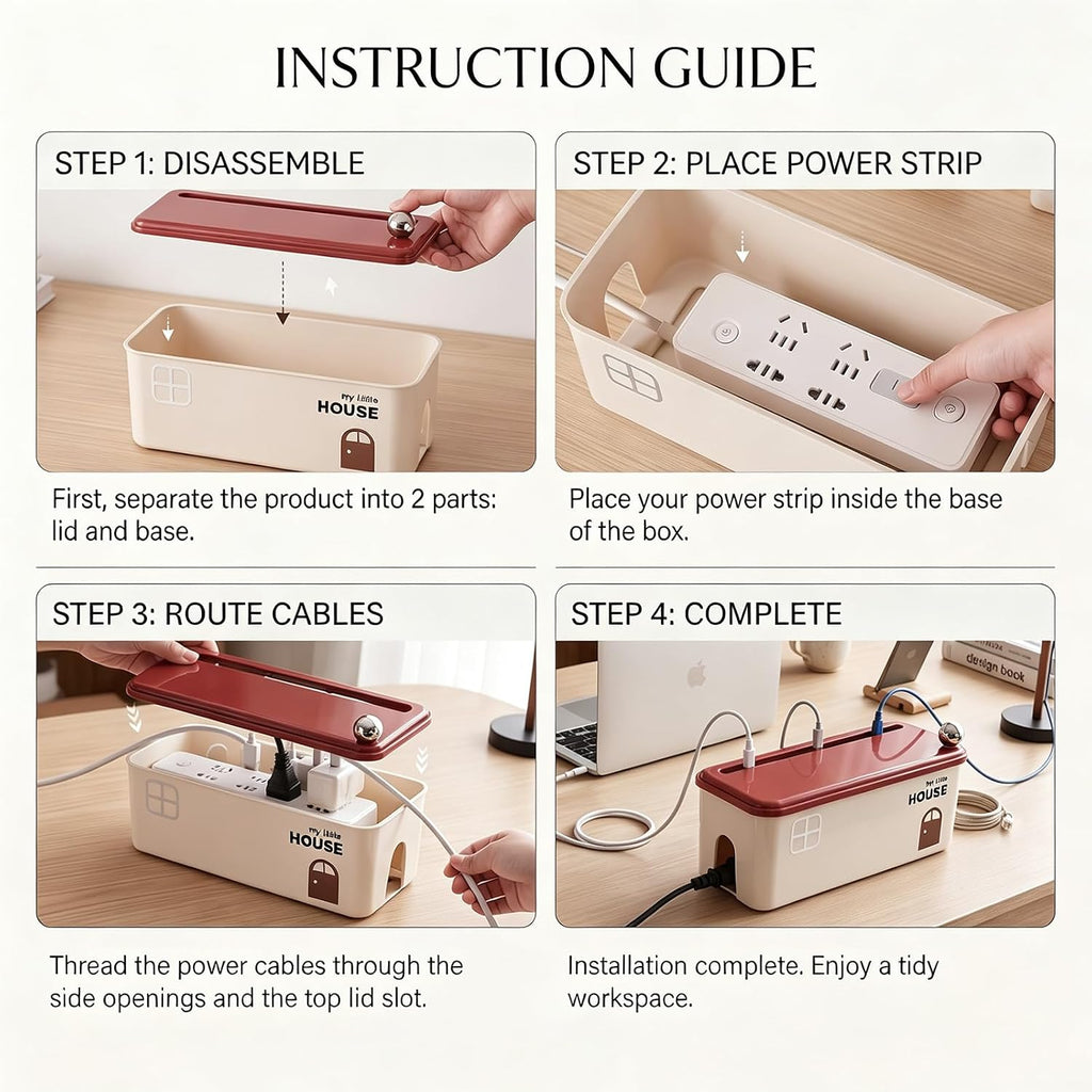 Cable Management Box, Cable Hider Box for Home/Office