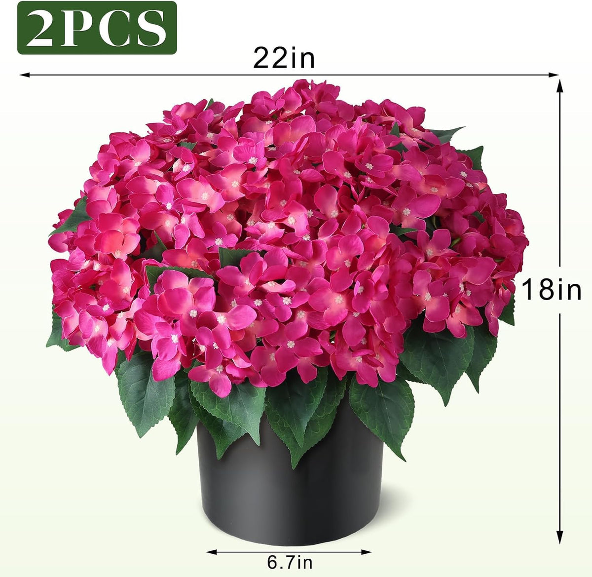 2 Sets Artificial Hydrangea Flower Topiary Ball Trees for Porch (Rose Red)