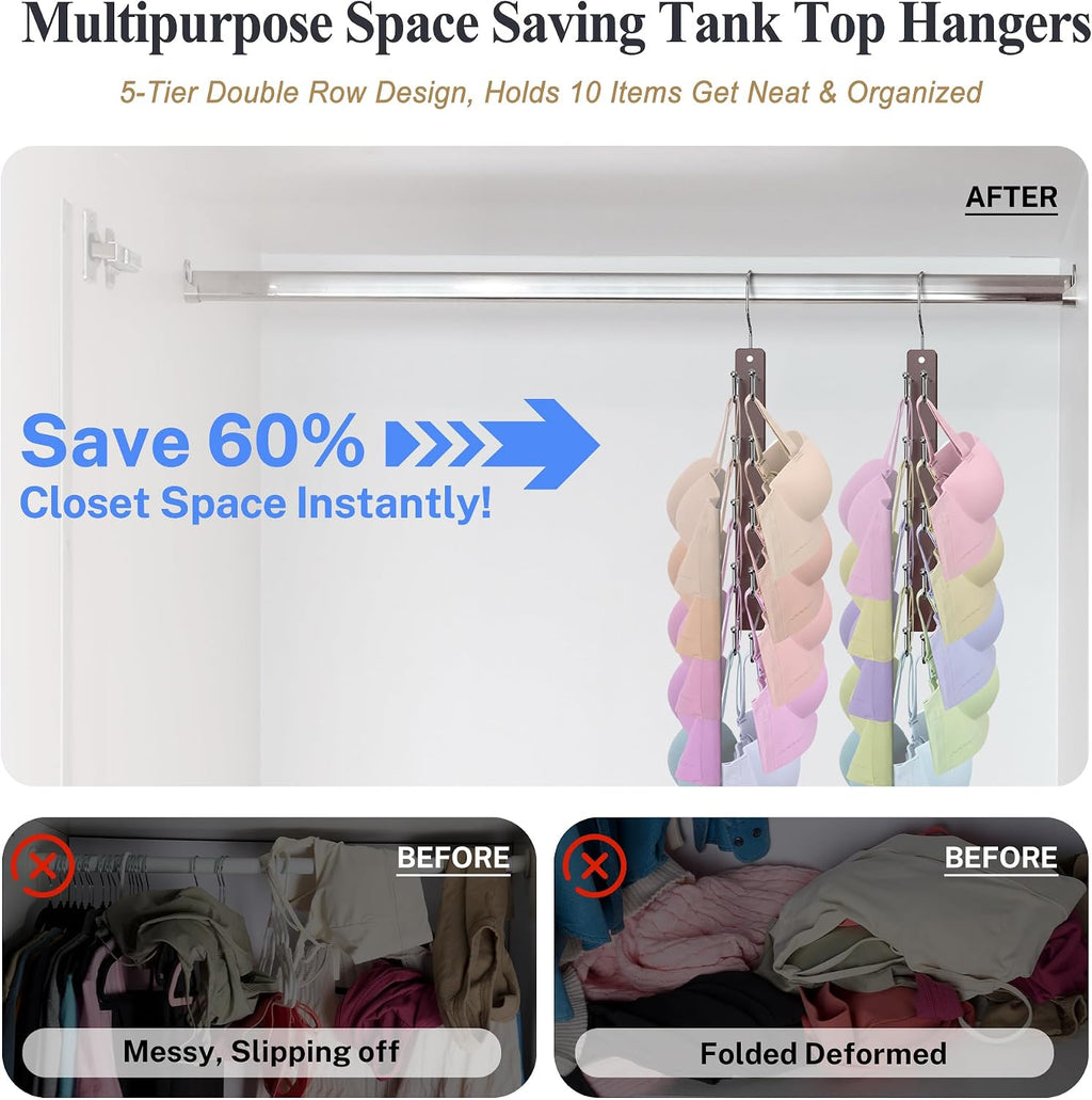 HOUSE DAY 2 Pack Tank Top Hanger Space Saving, Wooden Bra Hangers Mahogany