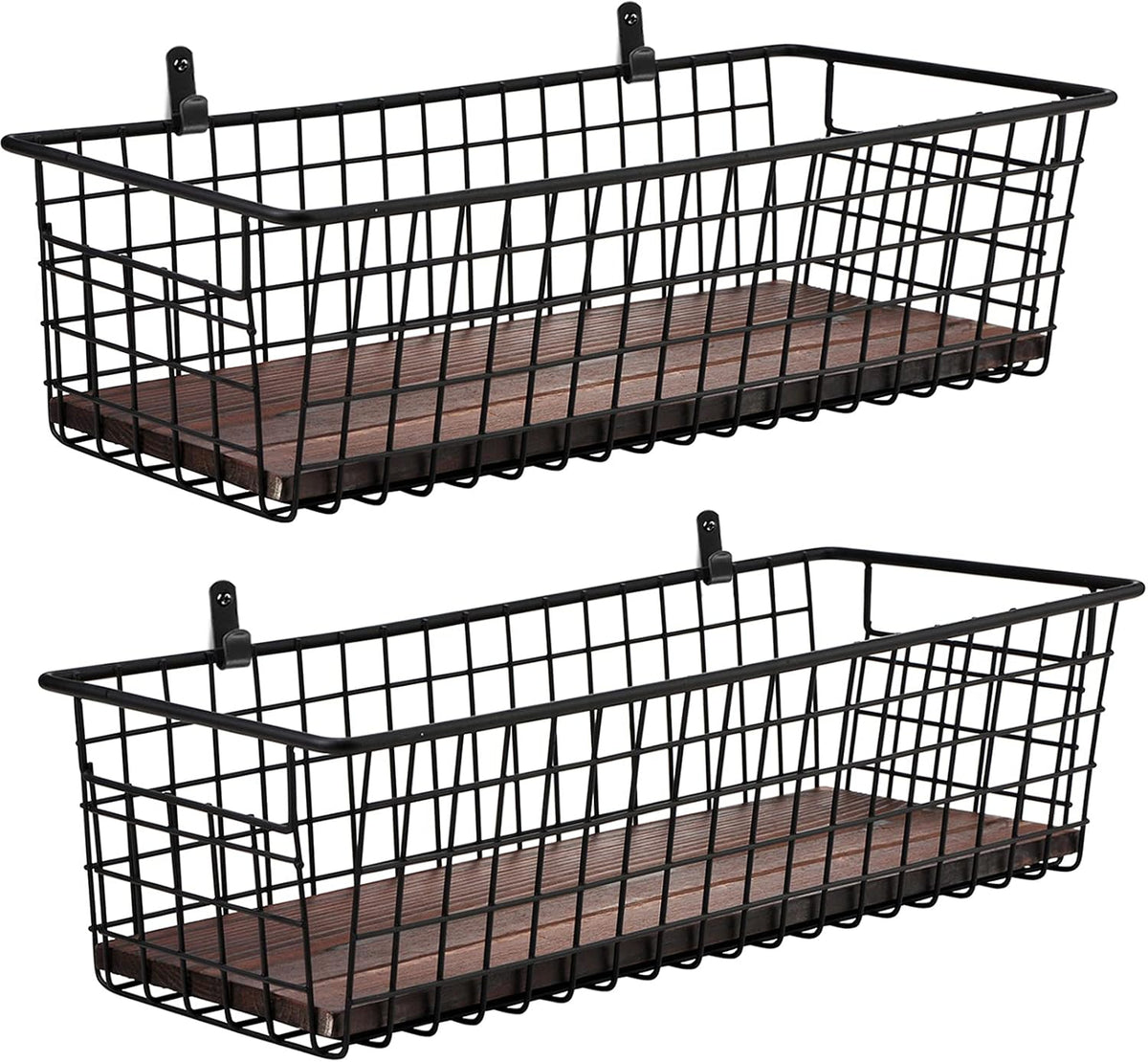 SheeChung [Extra Large Wall Storage Basket, Metal Hanging Basket, Black