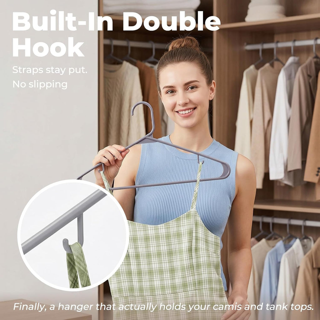 HOUSE DAY Grey Plastic Hangers 20 Pack, Slim Space-Saving Clothes Hangers