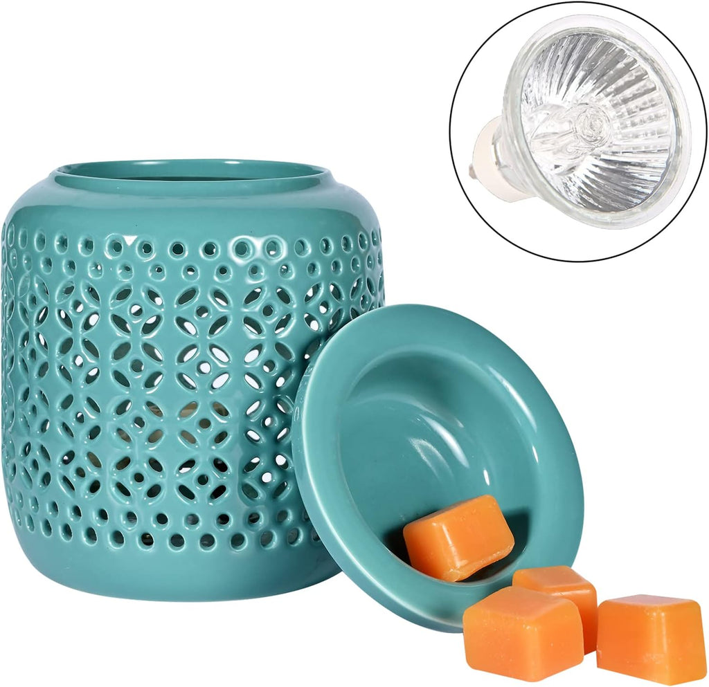 ASAWASA Ceramic Wax Melt Warmer for Scented Wax with Timer(Cyan Copper )