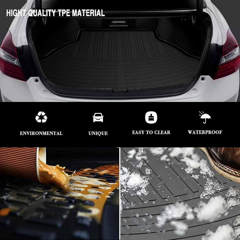 Honda Cargo Liner Car Trunk Tray Mat for Accord 2012-2017 Protector Cover in Heavy Duty Waterproof Anti-Slip Black TPV