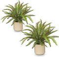 2 Pack Artificial Boston Fern Potted Plants, Small Fall Faux Plant in Pots
