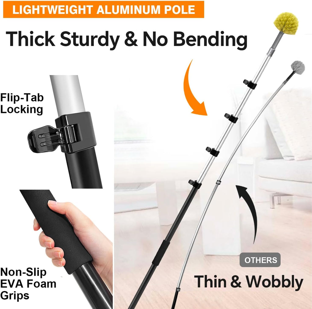 5-in-1 20Ft 4-Stage Telescoping Extension Pole Kit for Cleaning