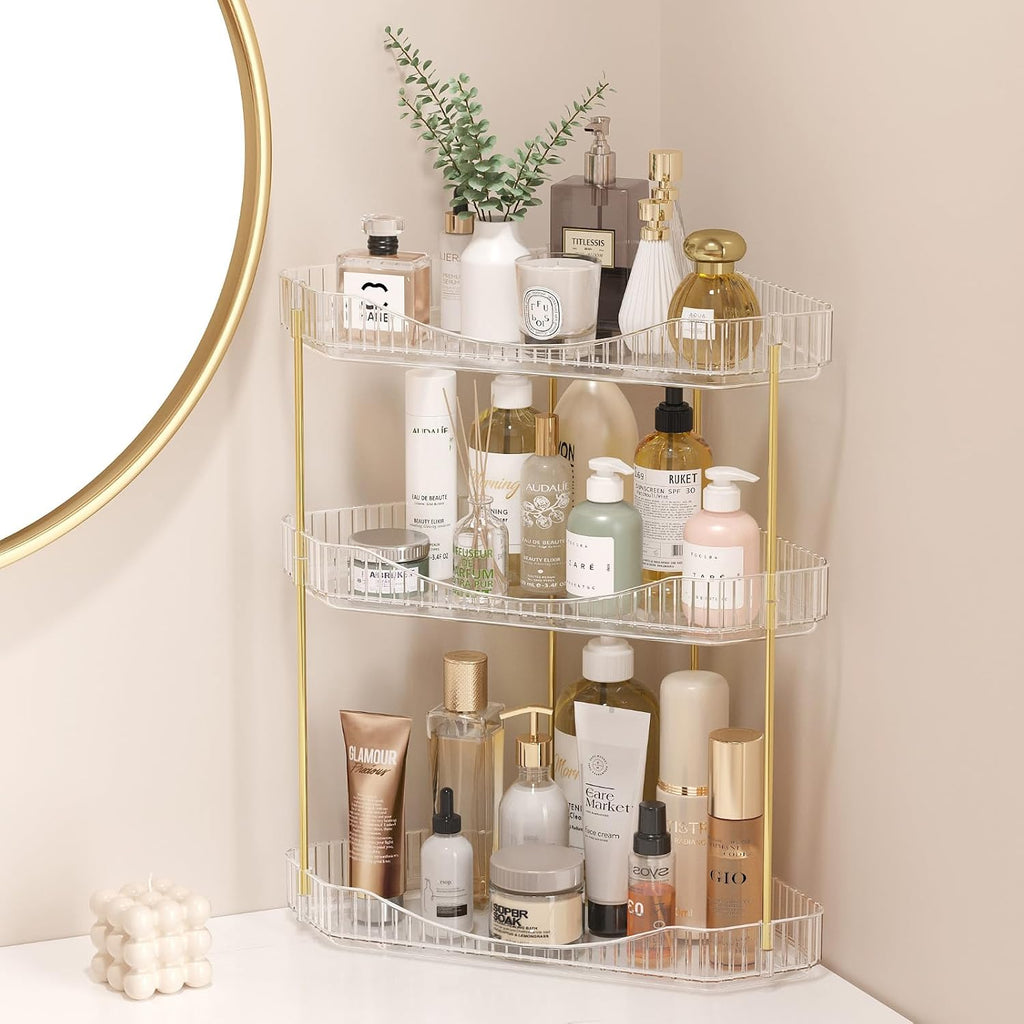 Lifewit 3 Tier Corner Bathroom Counter Organizers and Storage, Clear