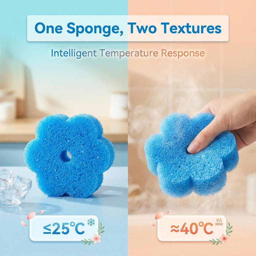 Scrub Flower Temperature-Sensitive Non-Scratch Dish Sponges, 6 Count