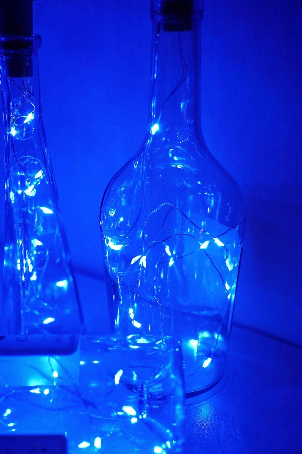 Wine Bottle Lights with Cork, 6 Pack Battery Operated 15 LED Cork Shape Silver Wire Colorful Fairy Mini String Lights for DIY, Party, Decor, Christmas, Halloween,Wedding (Blue)