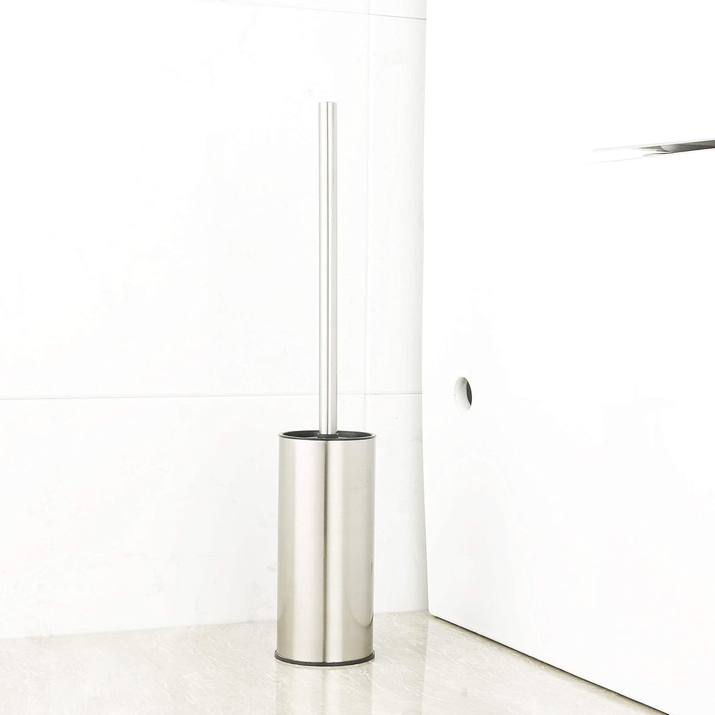BGL Toilet Brush Holder Brushed Nickel, Stainless Steel 304 Brushed Nickel Round Freestanding Toilet Bowl Brush and Holder for Bathroom