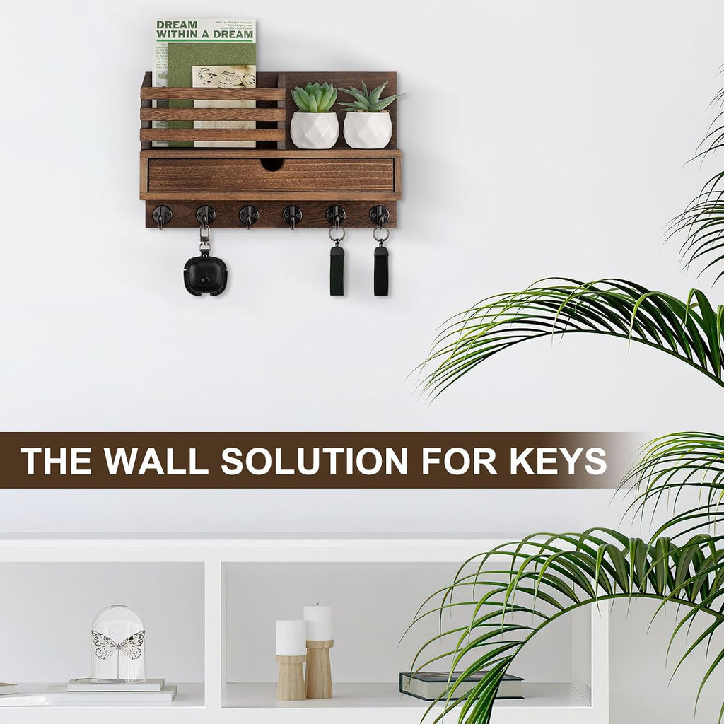 Key Holder Wall Mount, Mail Holder with Storage Drawer