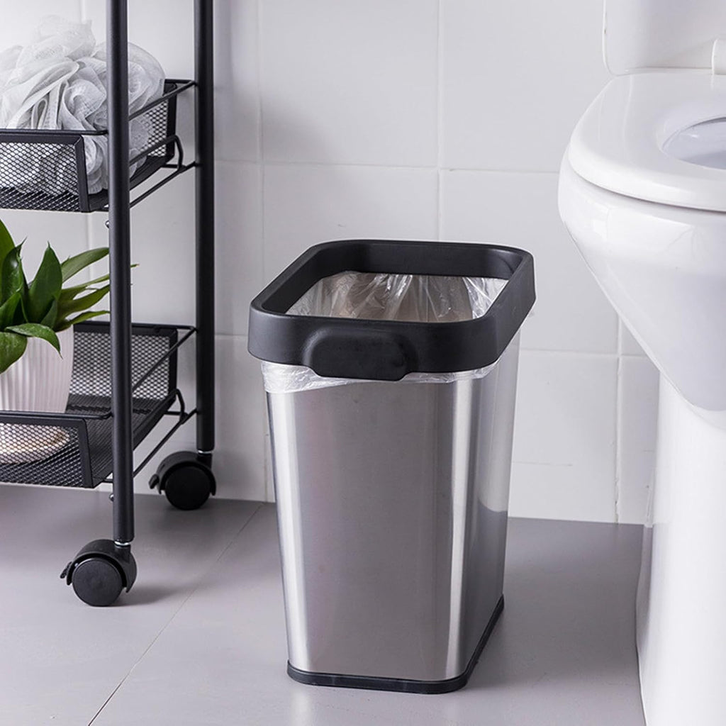 TooCust 2 Pack Stainless Steel Trash Can 2 Gallon, Open Top Trash Can, 7" x 10" x 11", Rectangle Rubbish Bin, Slim and Narrow, No Lid Small Wastebasketfor Kitchen, Bathroom, Living Room, Office