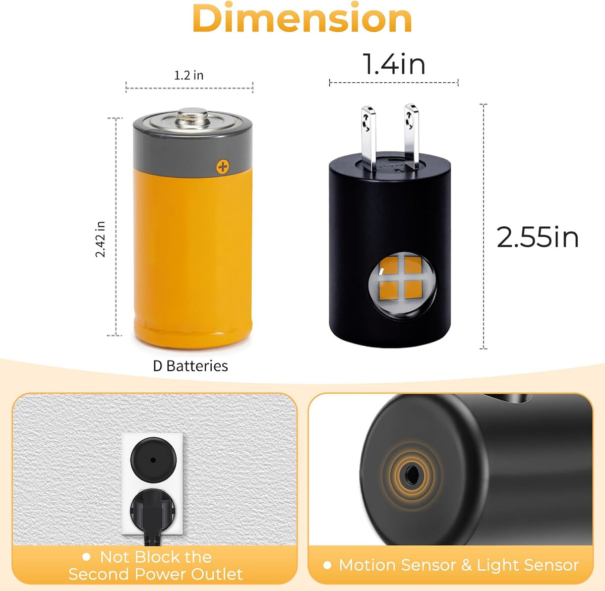 TSEXES LED Motion Sensor Night Light,Plug into Wall Night Light,4-Pack