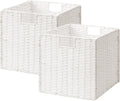 StorageWorks 13 inch Wicker Storage Baskets, White Wicker Baskets, Foldable