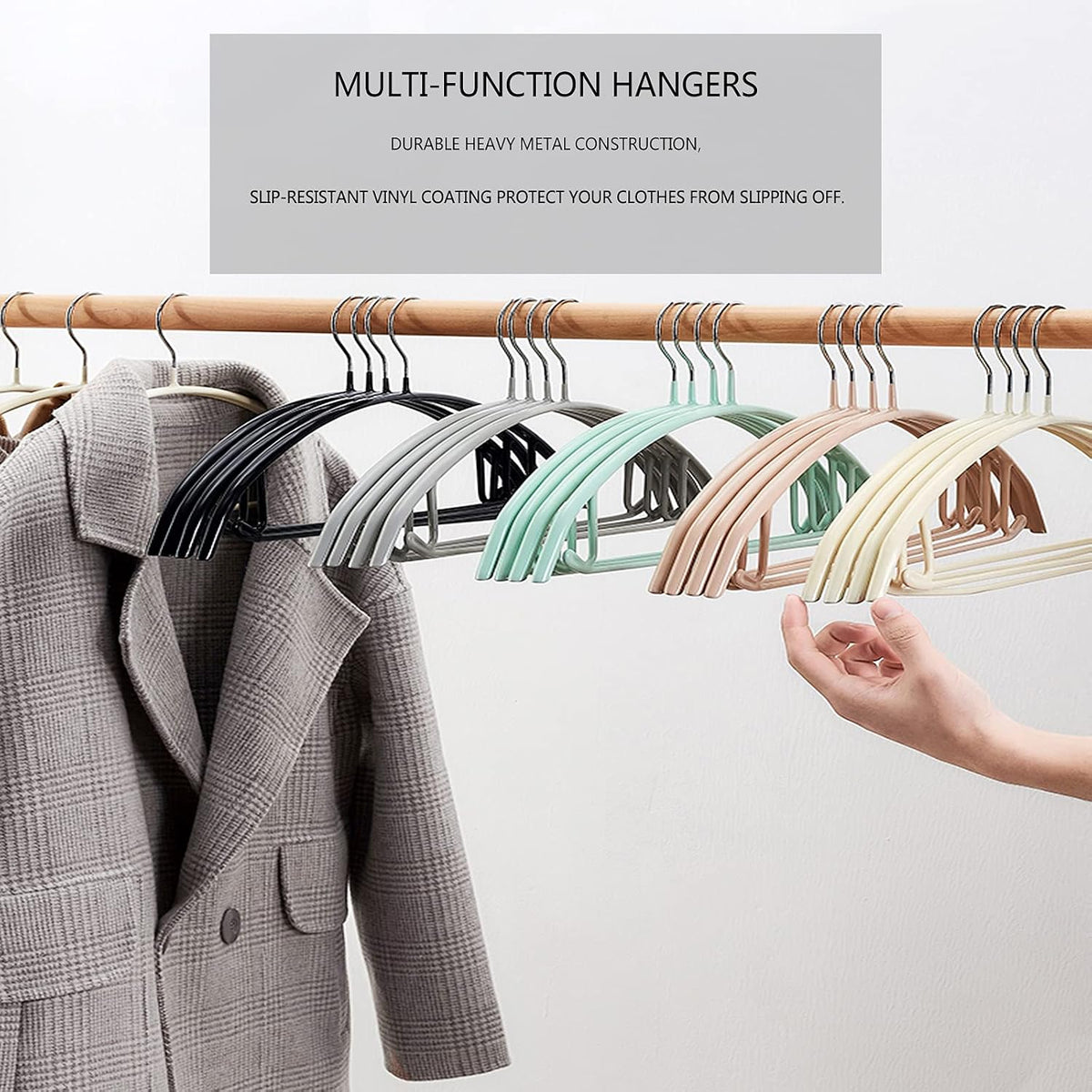 Contour Metal No Bumps Hanger - Suit, Coat & Sweater Hanger (Pack of 20, Black)