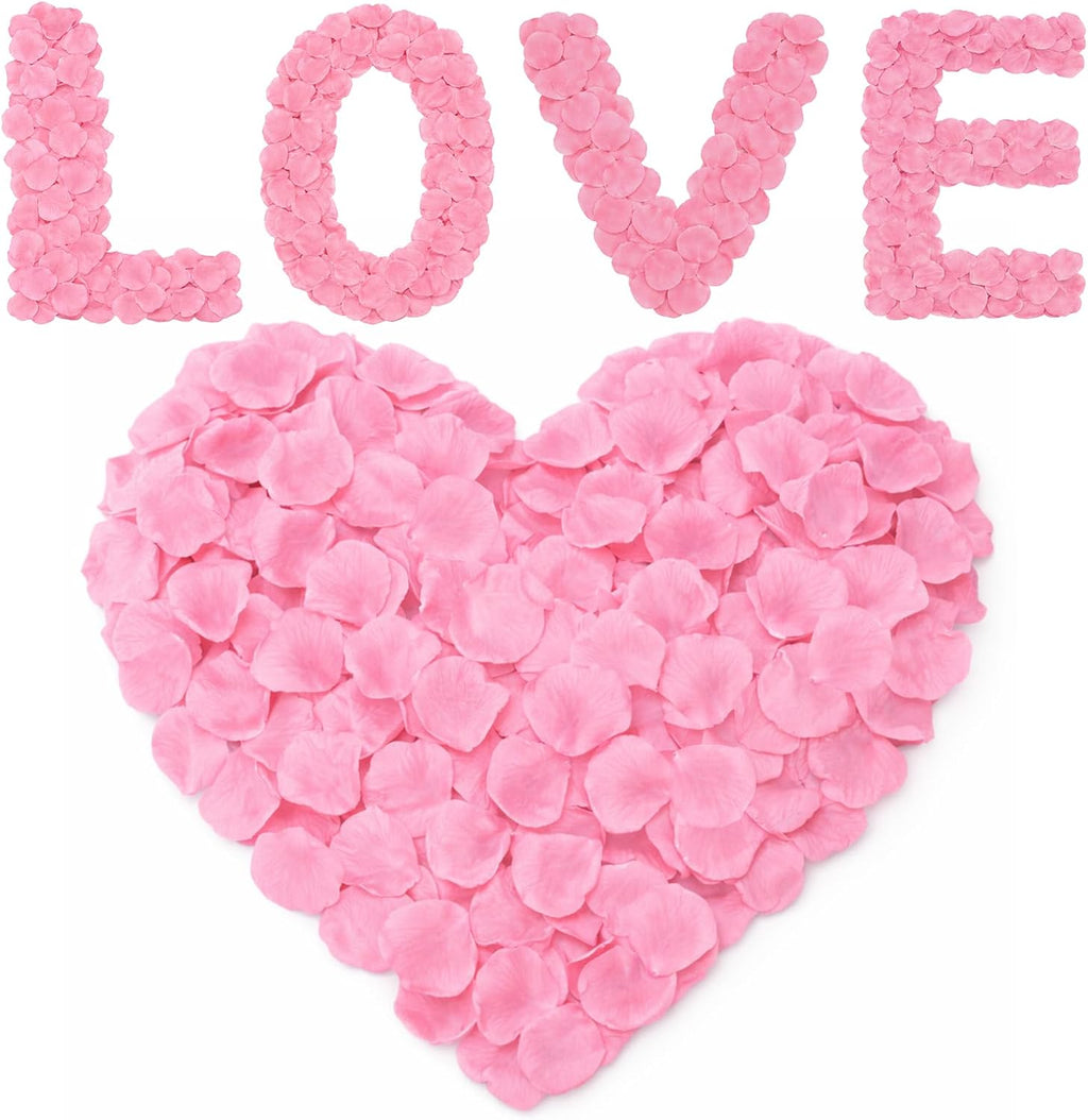 Anwyll 3000Pcs Pink Rose Petals - Artificial Faux Flowers Fake Rose Petals for Wedding Proposal Engagement Romantic Night Anniversary Valentine's Galentine's Day Decoration Home Room Party Decor