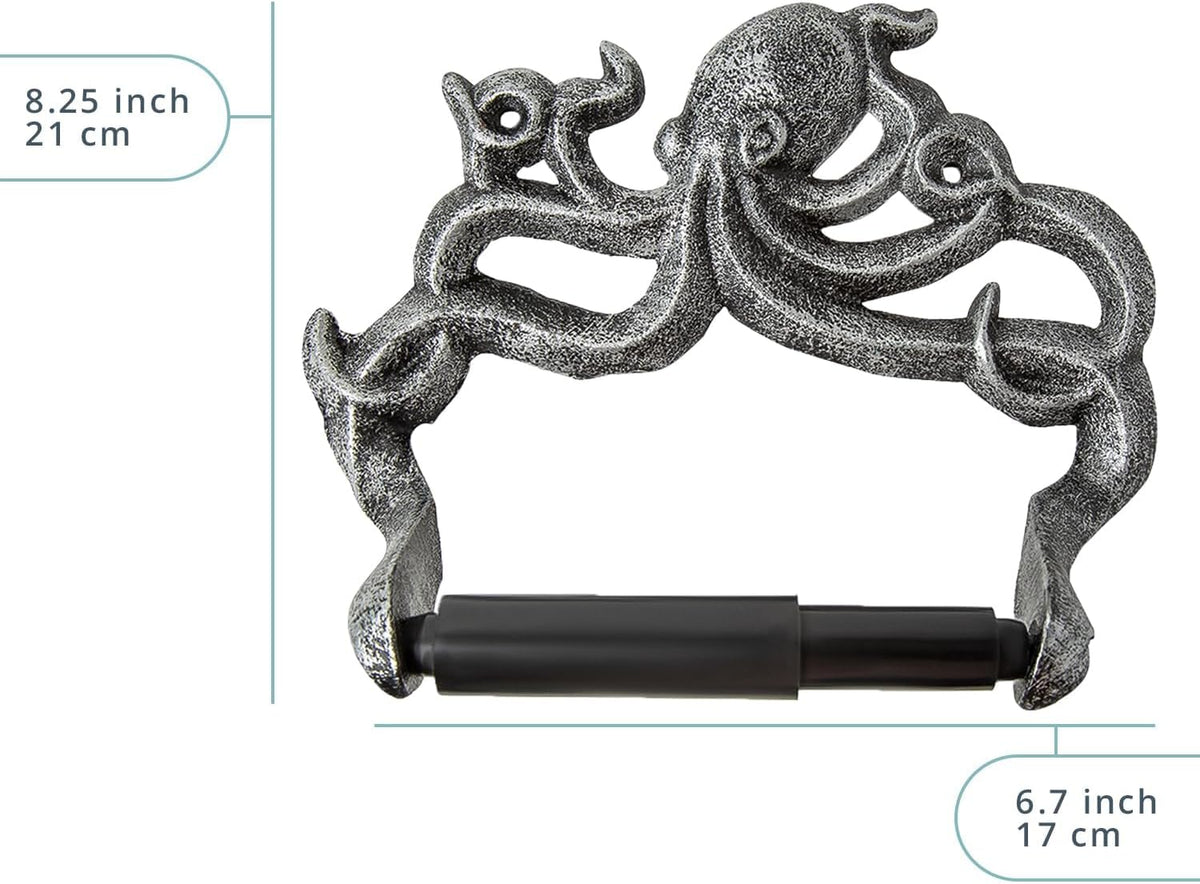 Comfify Silver with Black Cast Iron Octopus Toilet Paper Holder – Nautical