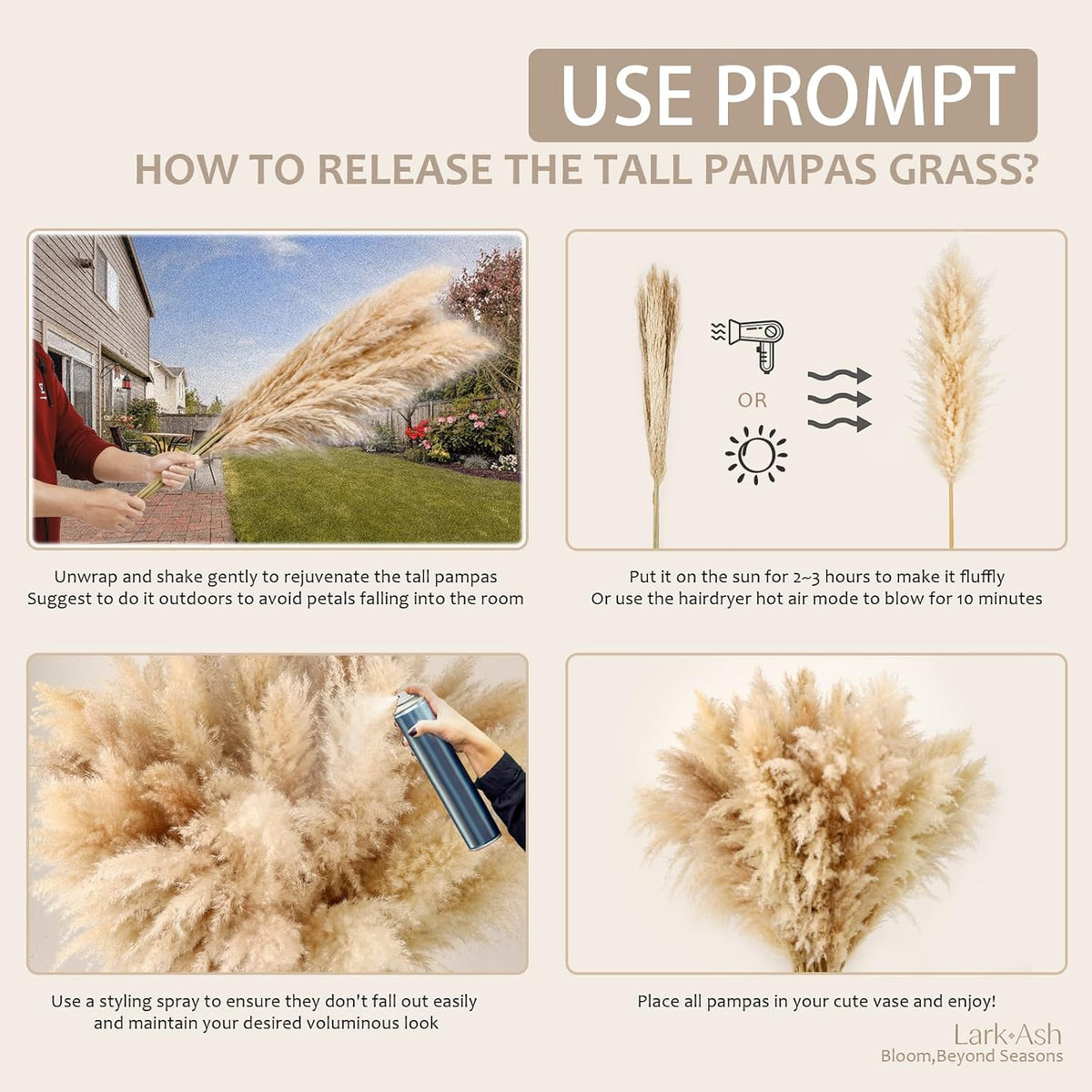 55inch 10pcs Dried Pampas Grass Decor Tall-Tall Pampas Grass for Floor Vase,Brown Large Pompas Grass Floral-Long Fluffy Pompas Grass for Living Room,Corner,Farmhouse,Wedding and Boho Home Decor