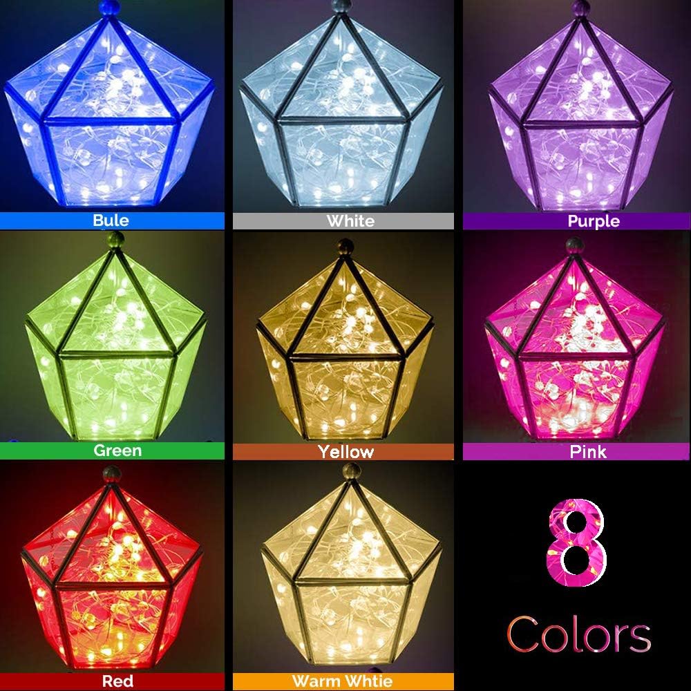 SunKite 8 Colors LED Fairy String Lights Battery Operated 16 Pack 20 LED 6.6 Ft Silver Copper Wire Firefly Starry Moon Lights Waterproof for DIY Bottle Jars Wedding Gifts Christmas Party Decor