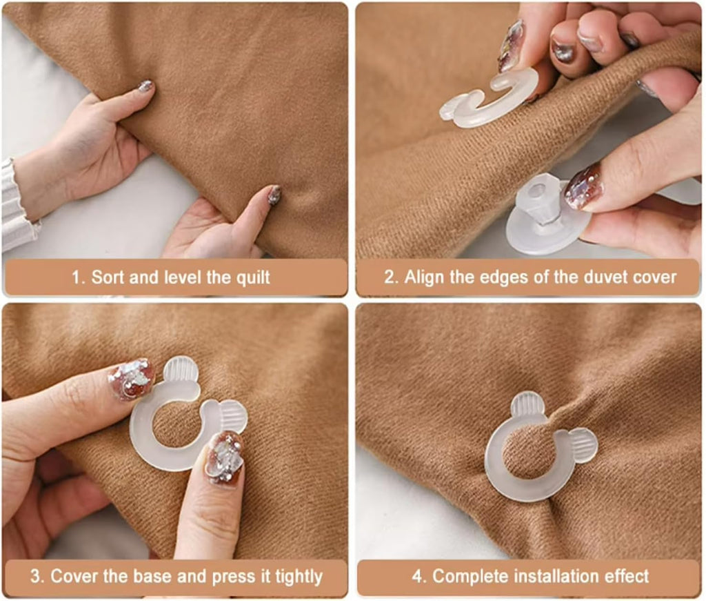 12 Set Duvet Cover Clips Down Comforter Grippers No-Pin Safety Clamp Buckles Button Holder Fastener for Bed Sheet Quilts Blanket Bedspread Inside Corner Turnovers Shower Curtain Liner