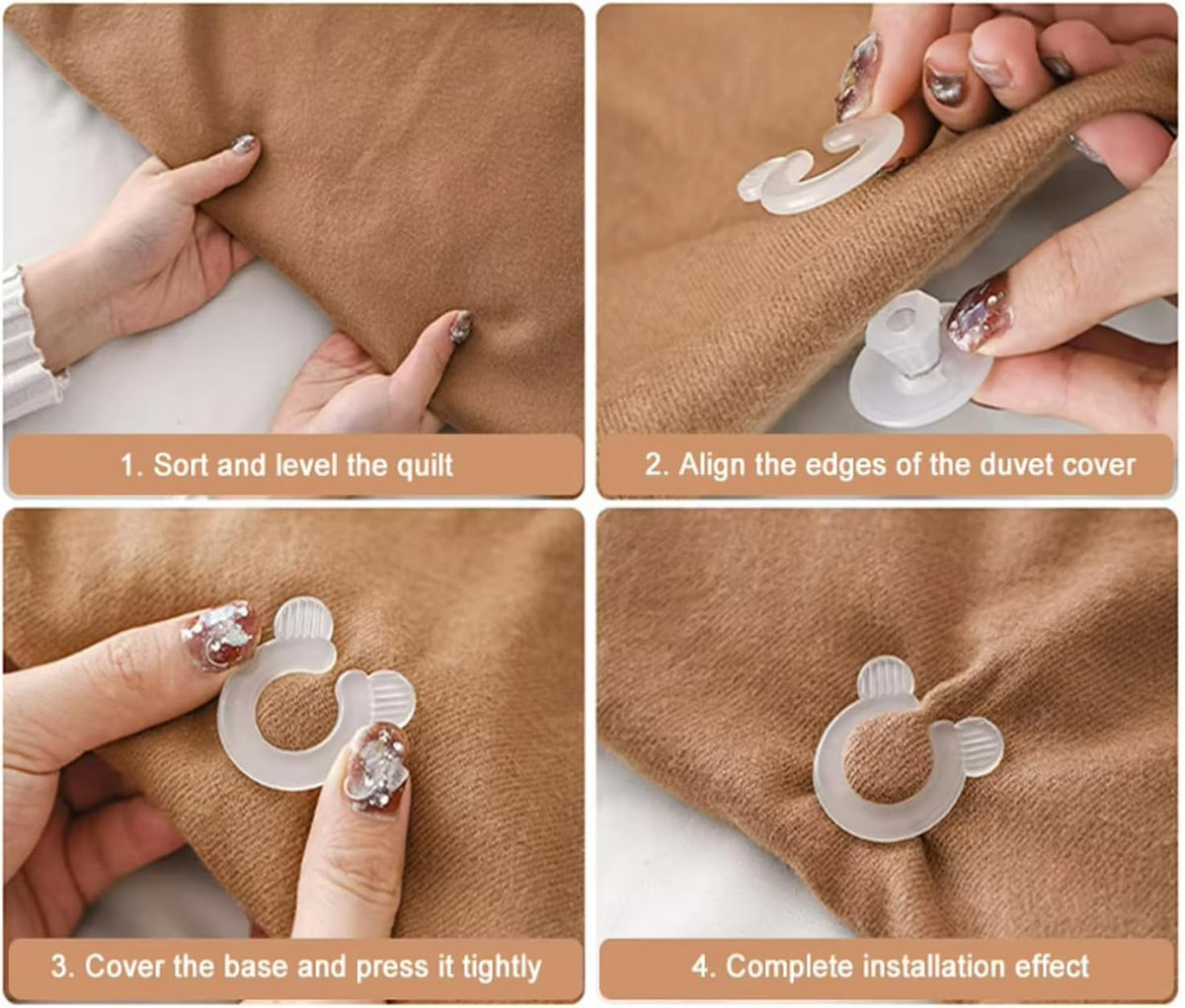 12 Set Duvet Cover Clips Down Comforter Grippers No-Pin Safety Clamp Buckles Button Holder Fastener for Bed Sheet Quilts Blanket Bedspread Inside Corner Turnovers Shower Curtain Liner