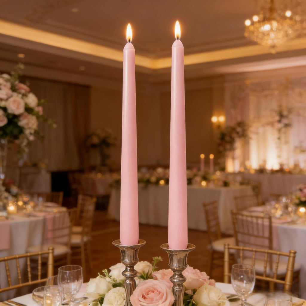 Baby Pink Elegant Taper Candles for Romantic Home Décor and Events