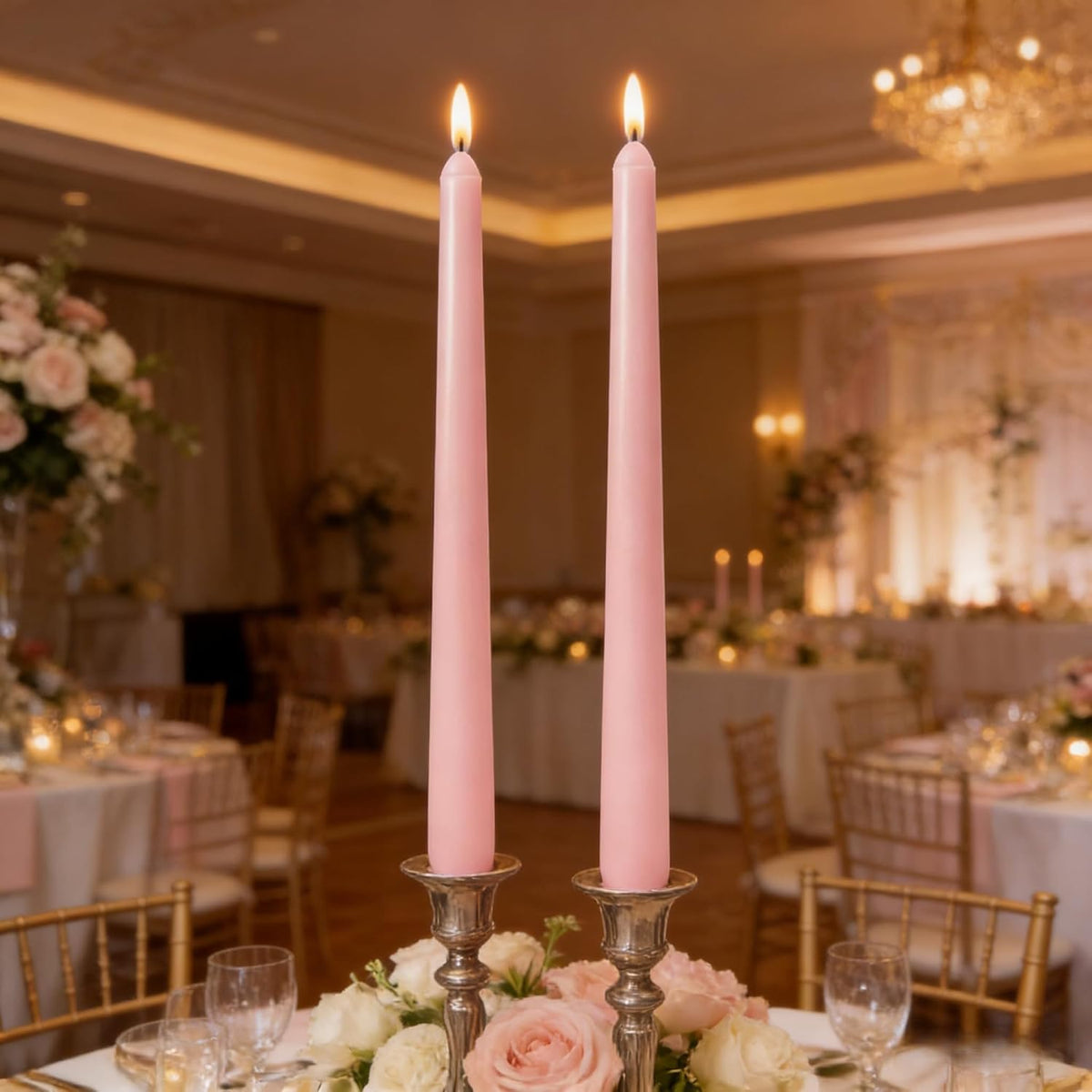 Baby Pink Elegant Taper Candles for Romantic Home Décor and Events