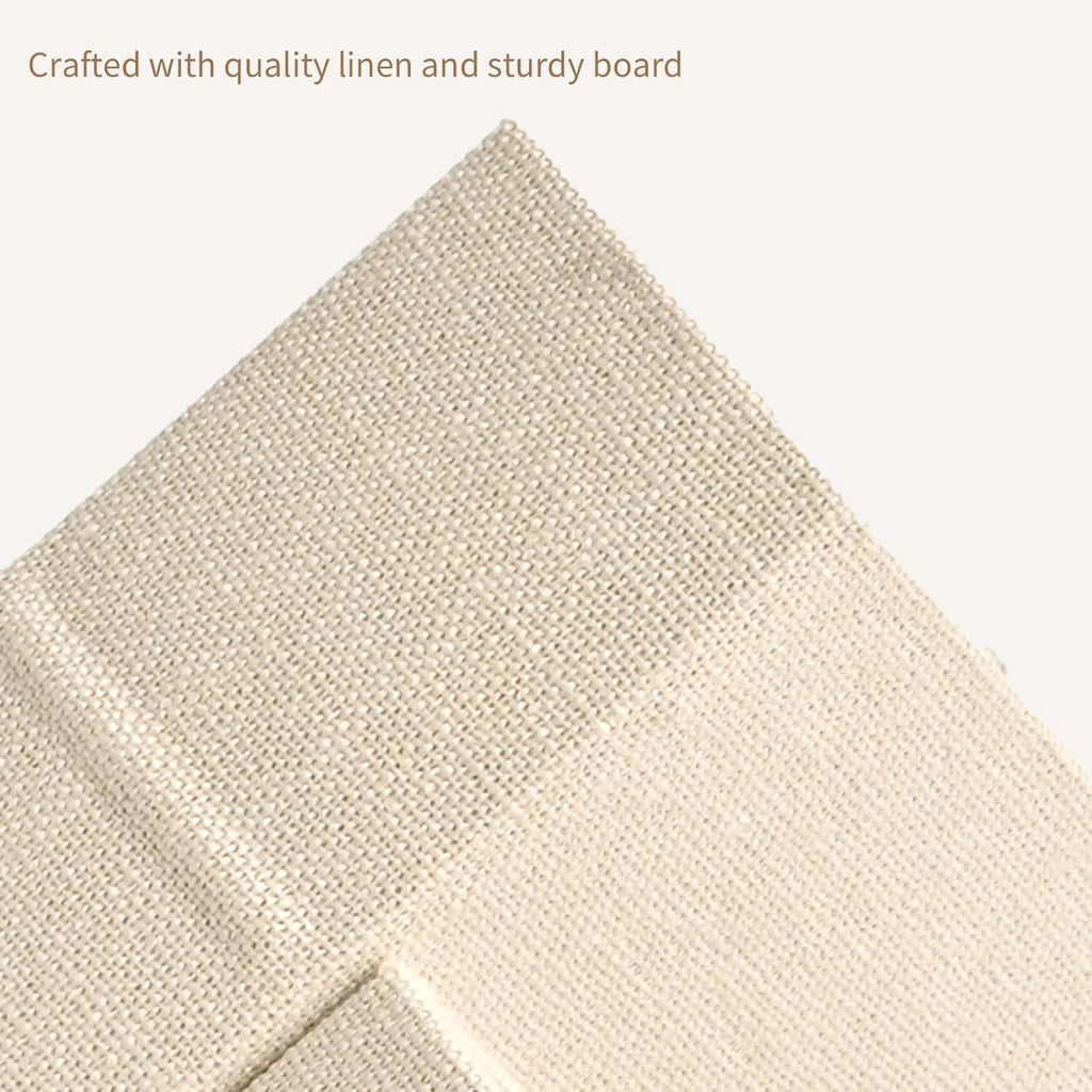 Decorative Book Boxes Set of 3 – Modern Faux Linen & Wood,Beige