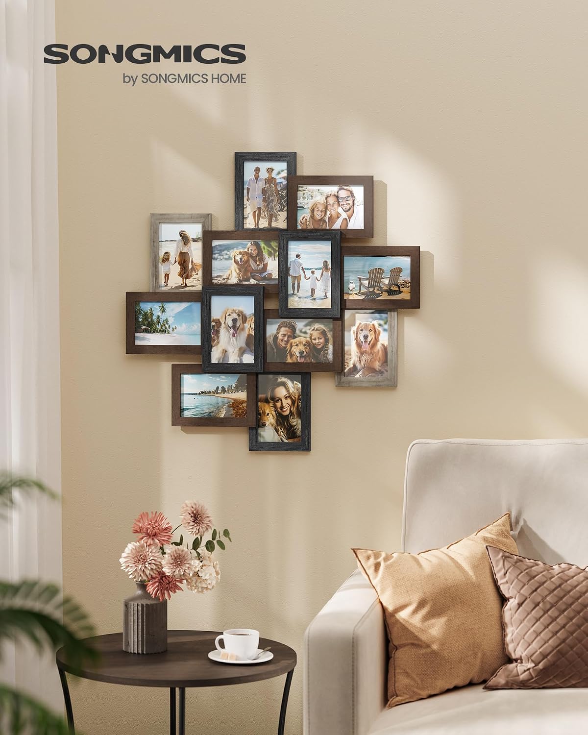 SONGMICS Collage Picture Frames for Wall Decor, 10-Pack 4x6, Glass Front