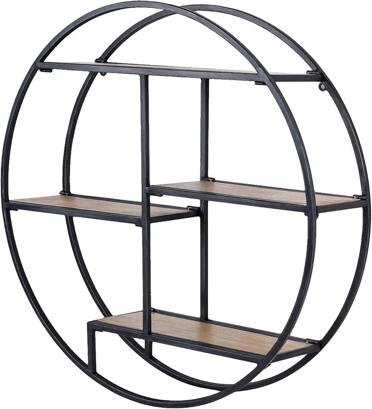 4 Tier Industrial Style Foldable Round Wall Shelves