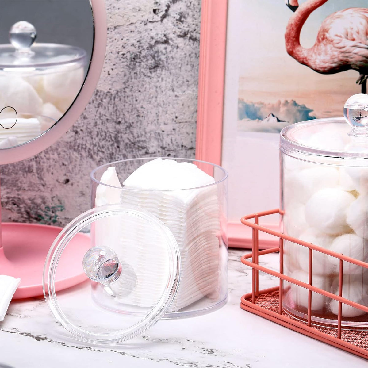 Meanplan 9 Pack Clear Acrylic Apothecary Jars with Acrylic Spherical Lids