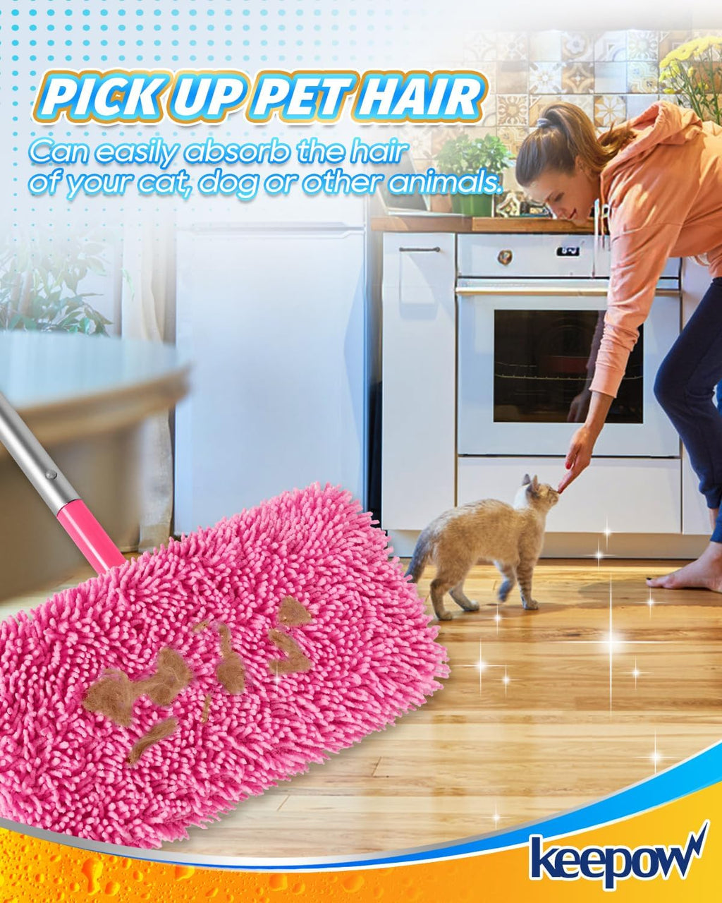 KEEPOW Reusable Microfiber Mop Pads Compatible with Swiffer Sweeper