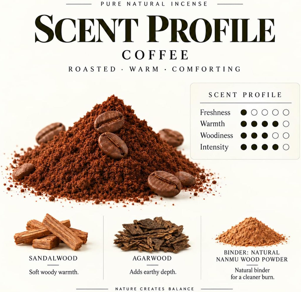 Innergy Coffee Square Incense Sticks, No Bamboo Core, 50 Count