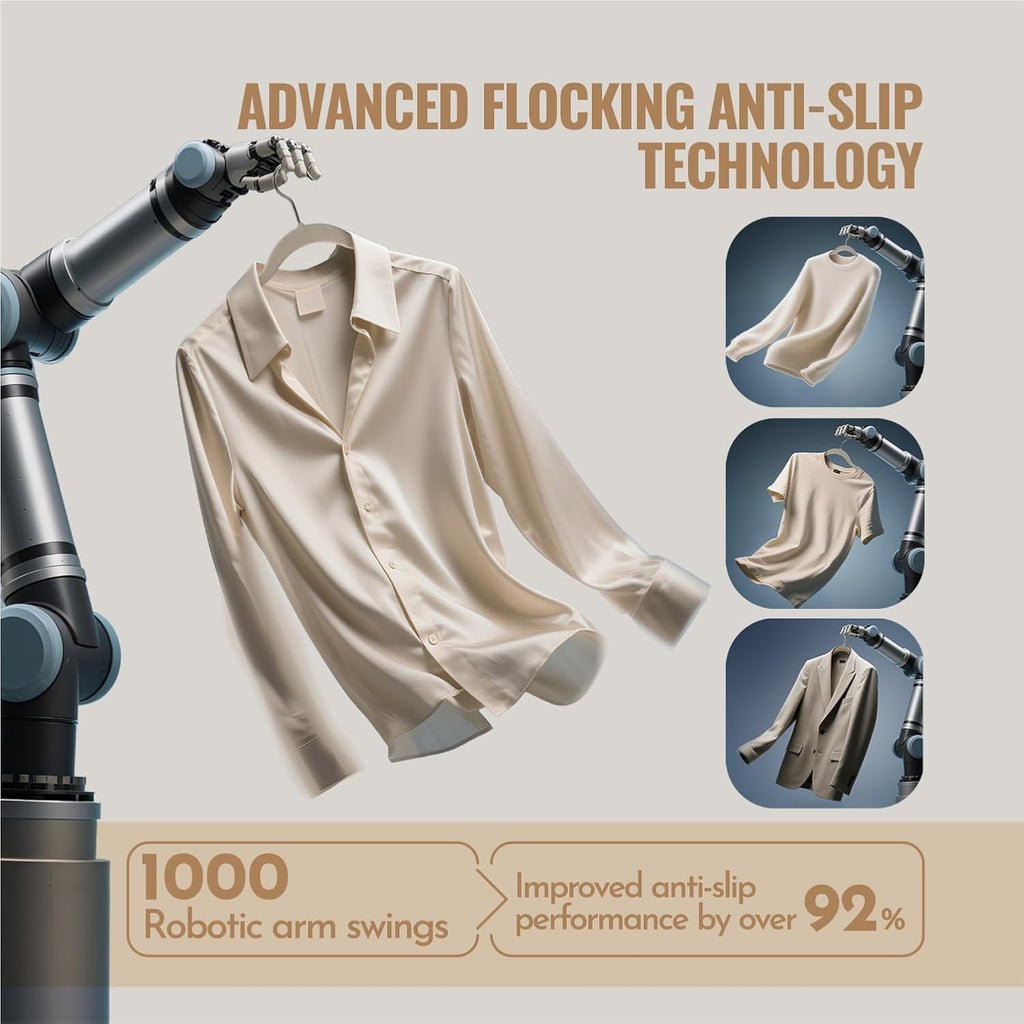Sishynio Velvet Hangers 30 Pack, Slim Flocked Clothes Hangers Beige