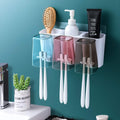 Goowin Toothbrush Holder for Bathroom, Eco-Friendly Mighty Large Capacity Toothbrush Holder Wall Mounted with 3 Square Cups for Family or Dormitory (Square Cup)