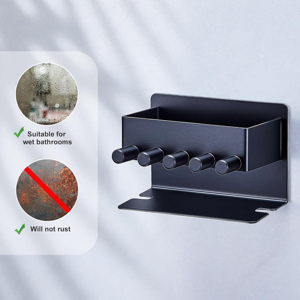Electric Toothbrush Head Holder, Electric Toothbrush Holders Wall Mounted, Electric Head Holder, Brush Head Storage, Brush Head Holder Toothpaste Holder for Bathrooms (Black, Small)