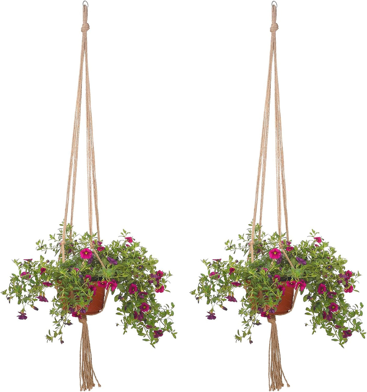EBOOT 2 Pack 48 Inch Macrame Plant Hanger, Linen Color, 4 Legs