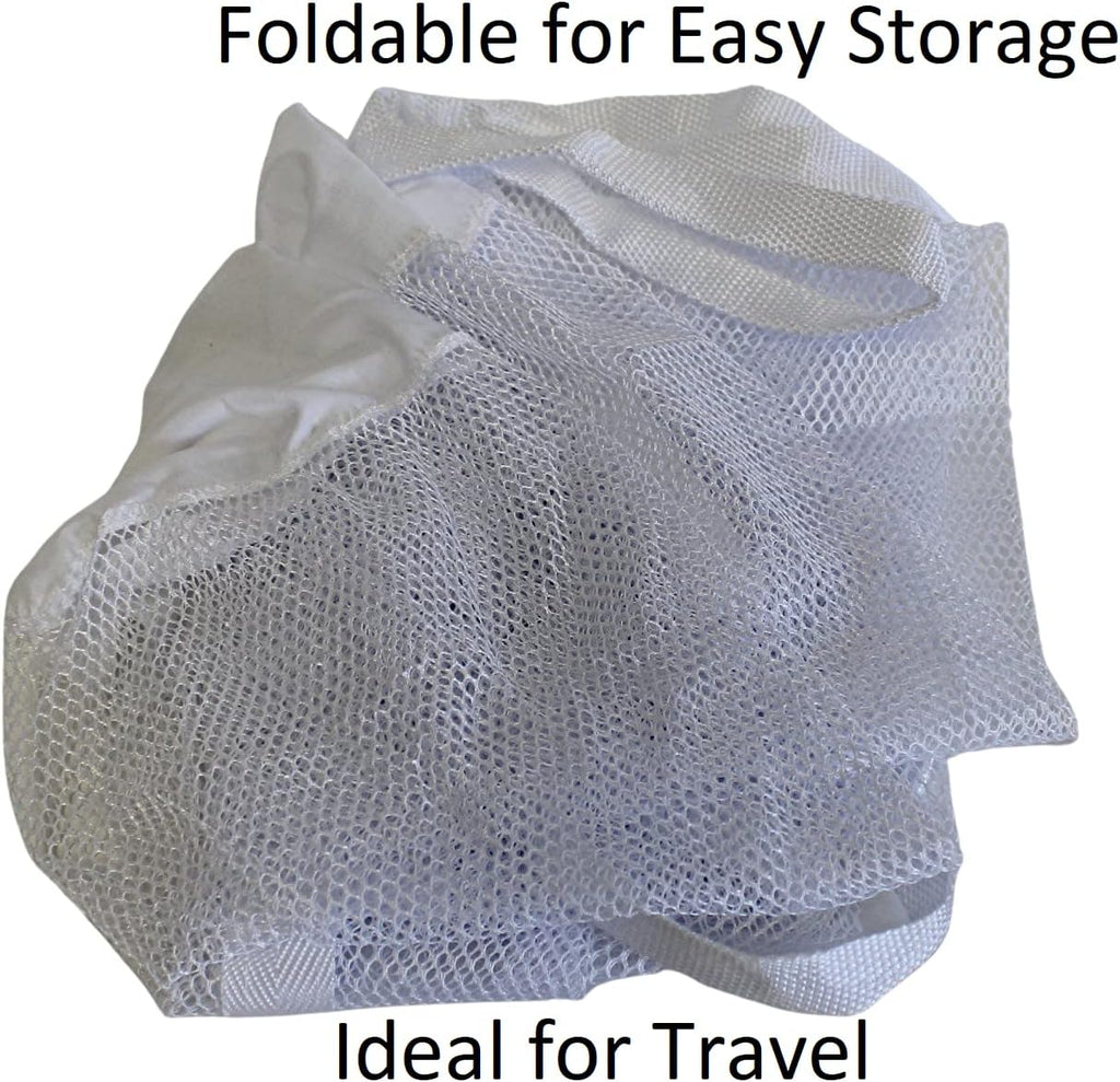 Large Soft Nylon Mesh Laundry Basket with Handles Portable and Collapsible For Dirty and Clean Laundry Home Travel College Dorm Also Ideal For Toys and Sporting Goods