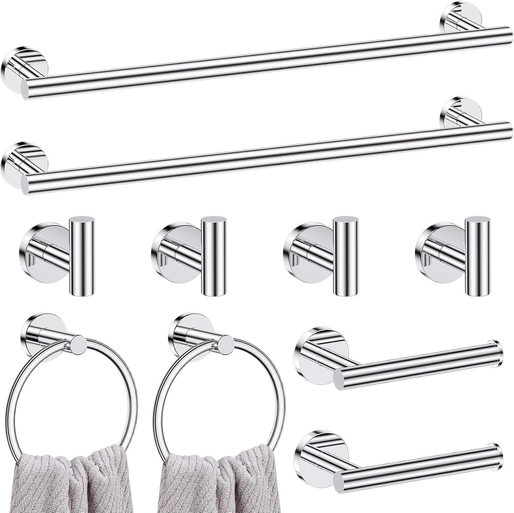 Lairuier Polished Chrome Bathroom Hardware Set, 10 PCS Towel Bar Set