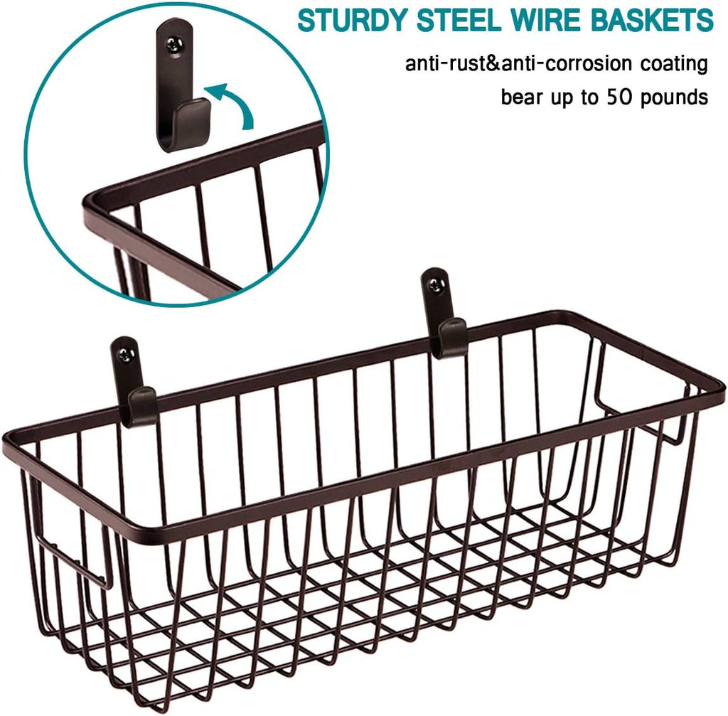 SheeChung Metal Wire Basket with Handle, Wall Hanging Basket, Small 4 Pack