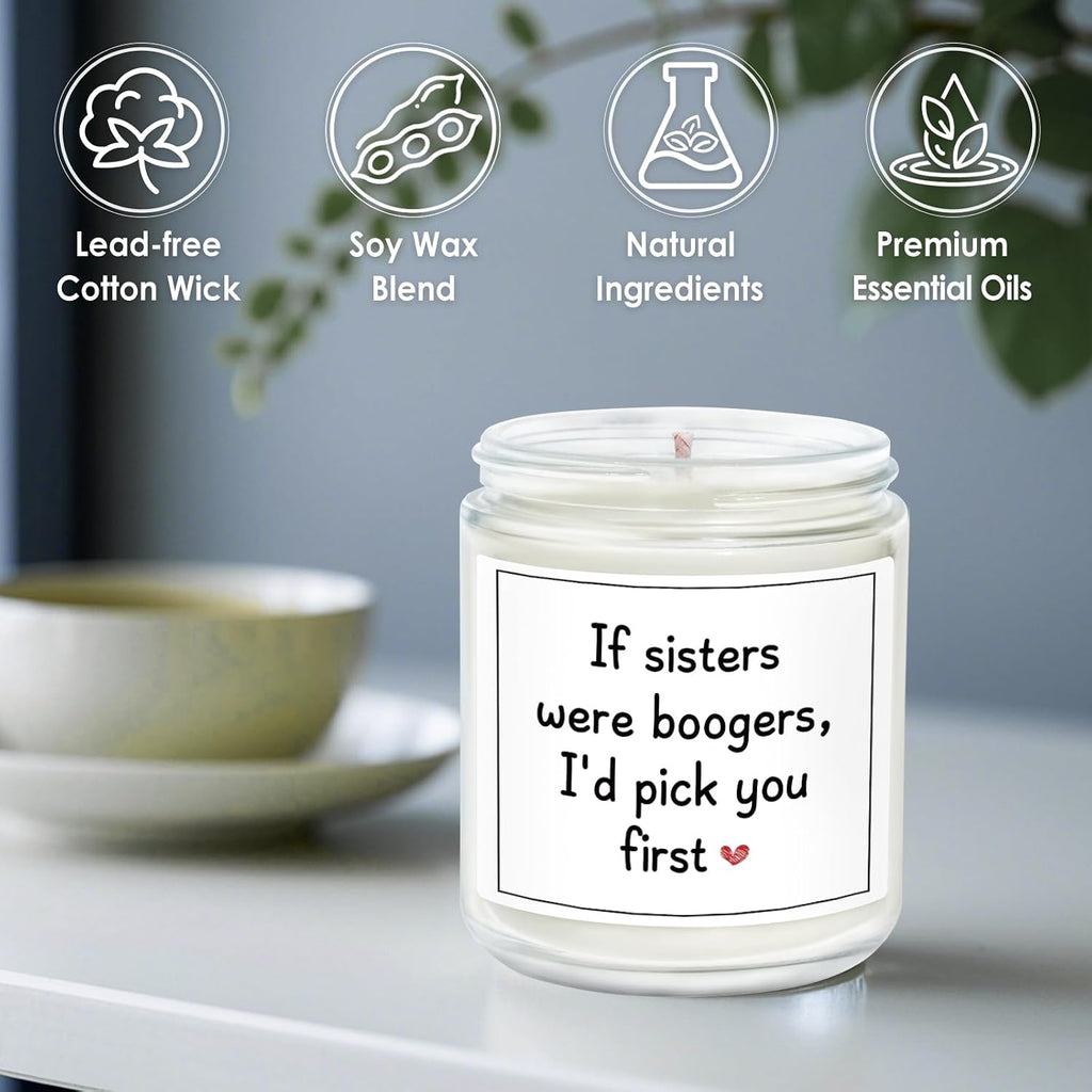 Sister Candle Gifts, Funny Sister Birthday Gifts - Happy Birthday Gift for Sisters from Sisters Brother, Handmade Candle Gift 7oz