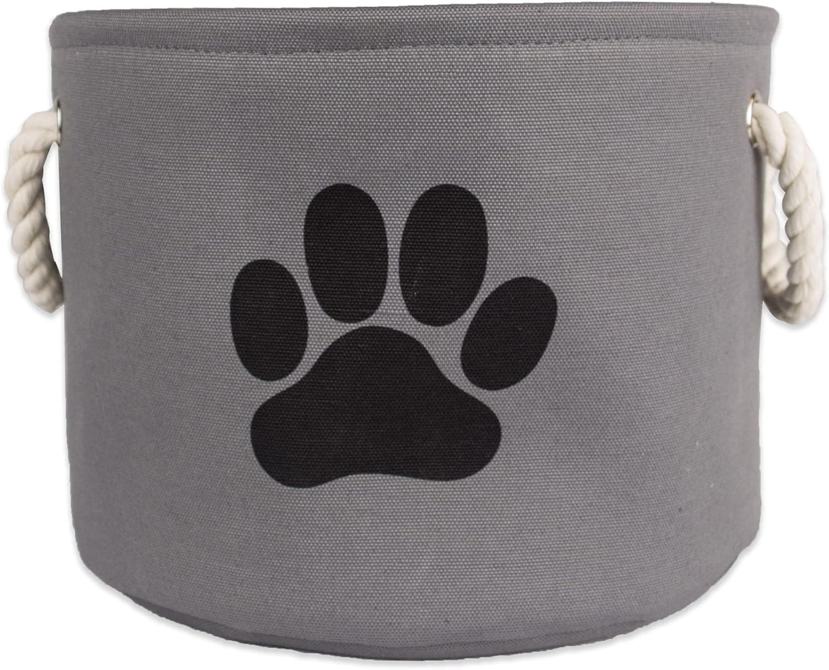 Bone Dry Dog Toy Basket, Round Gray Medium, Collapsible