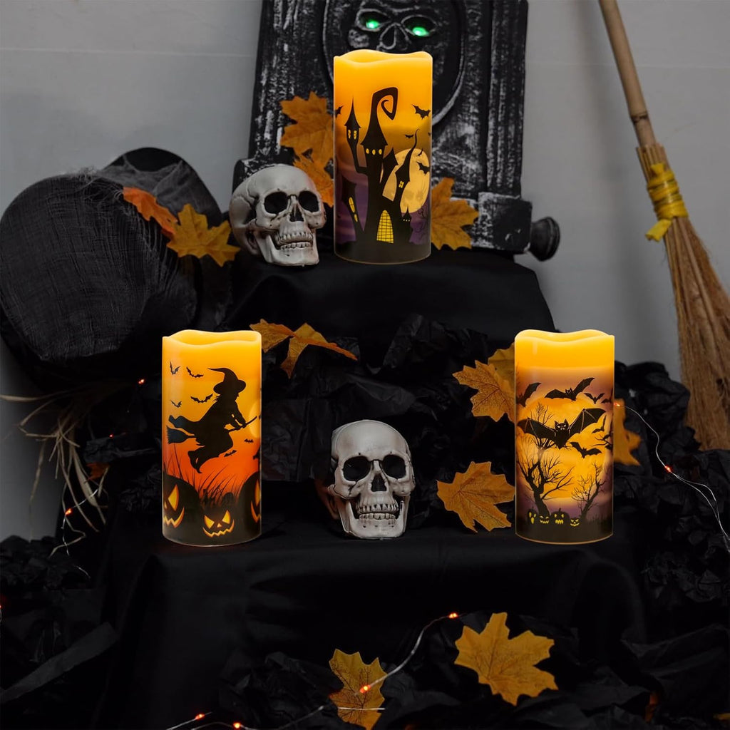 Rechargeable Halloween Flameless Candles with 6 Hour Timer