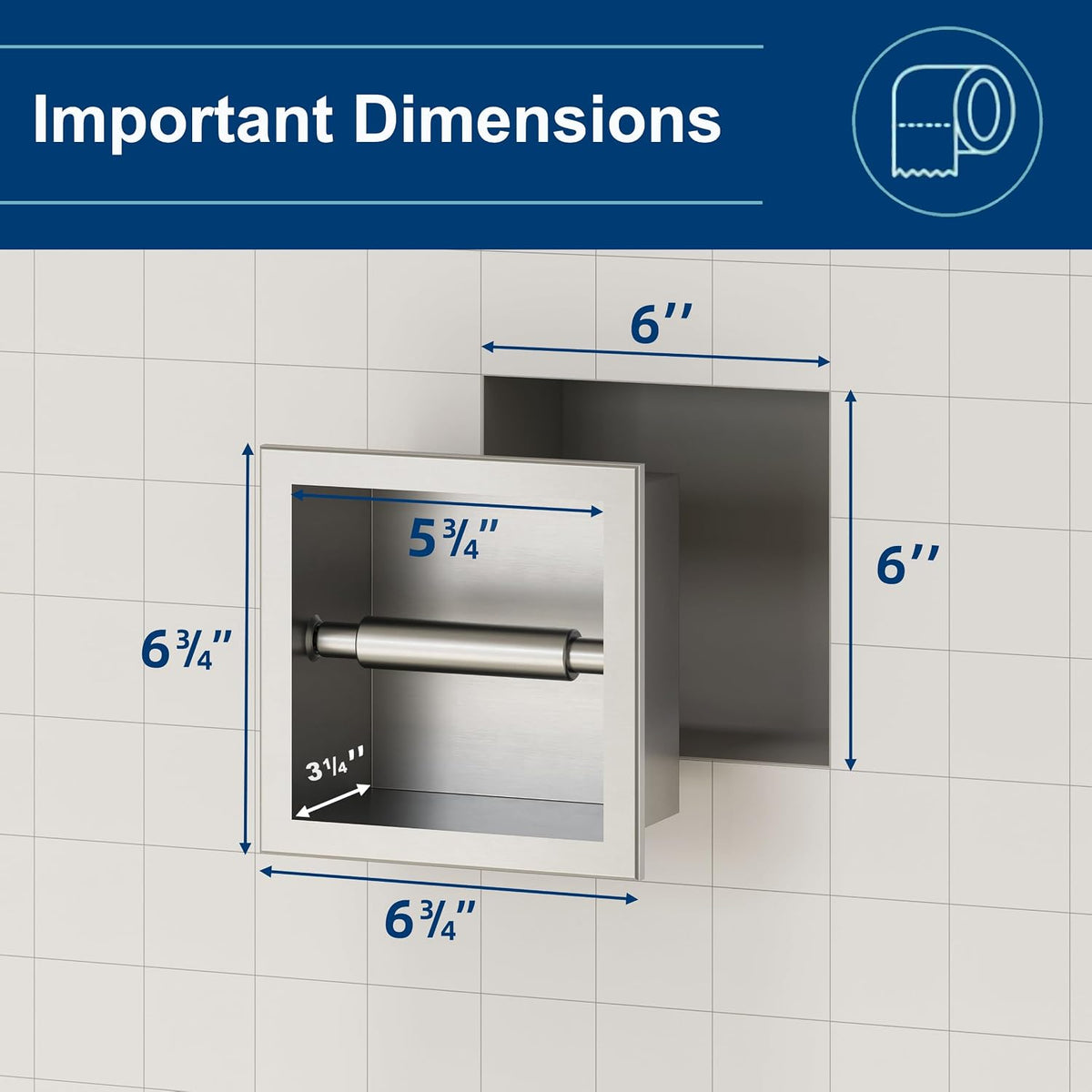 Neodrain Brushed 304 Stainless Steel Recessed in Wall Toilet Paper Holder