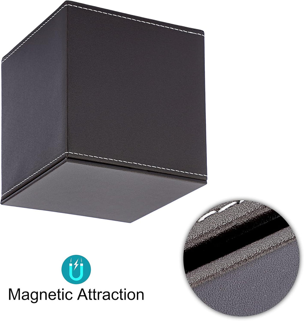 Sumnacon Square Tissue Box Cover,Magnetic Bottom PU Tissue Box Holder,Brown