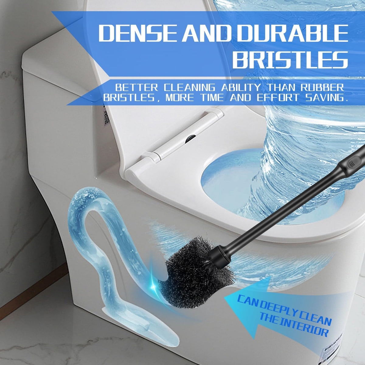 Black Toilet Brush and Holder Set for Bathroom and Toilet Scrubber, 2 Pack