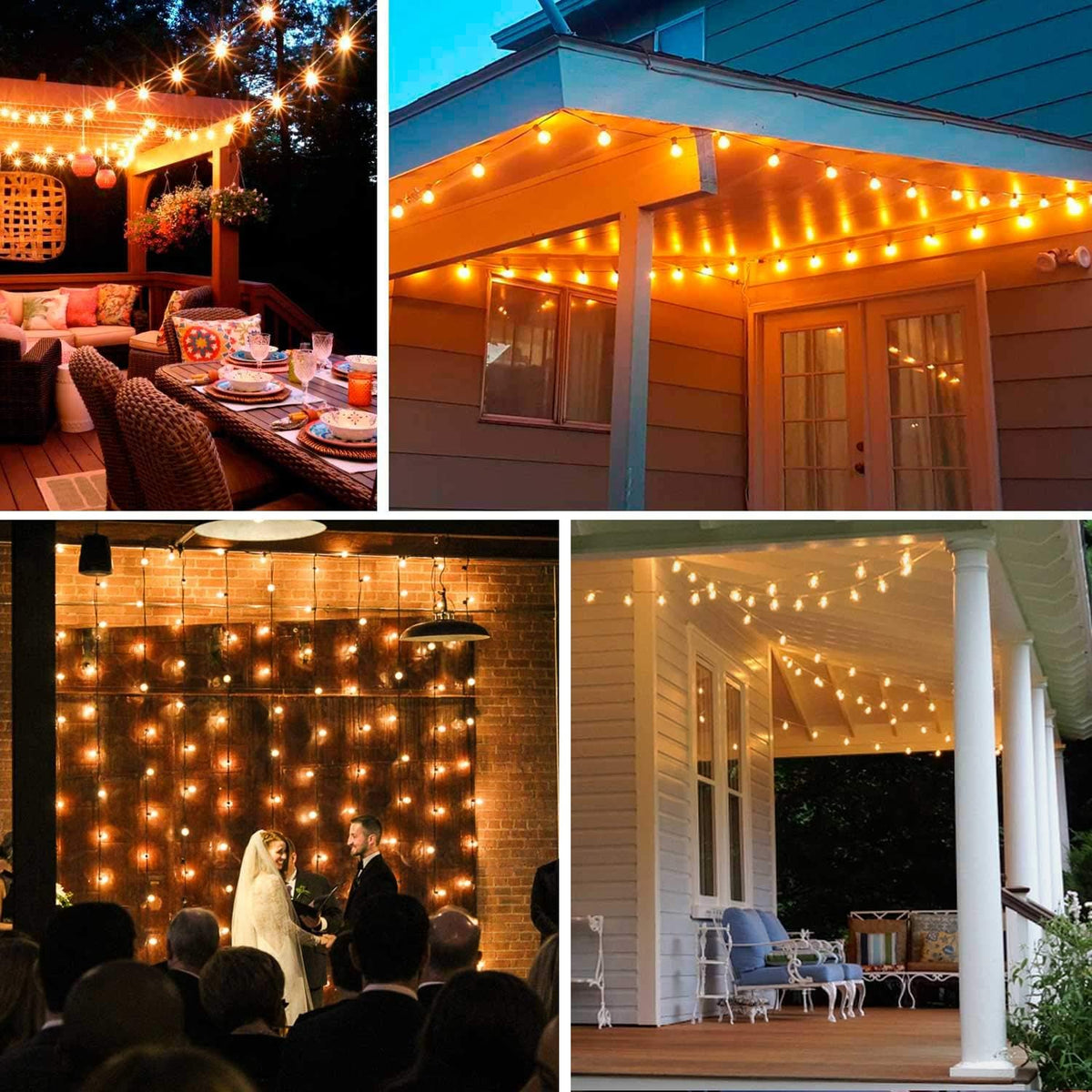 18Ft Outdoor Patio String Lights, Commercial Light String with 10+1 Plastic
