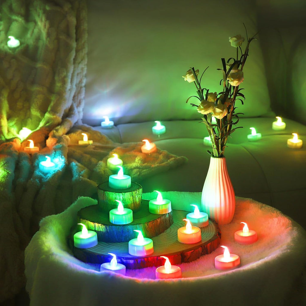 Topstone Color Changing Led Tealight Candles with Remote Control and Timer,Battery Operated Flameless Candle, Votive Candles,Electric Tea Candles for Party,for Indoor Decoration,Pack of 12